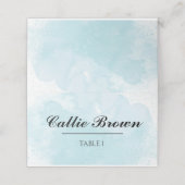 Blue Waterverf Wedding Plaatskaartje (Buitenkant ongevouwen)