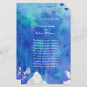 Blue Waterverf Wedding Program (Voorkant / Achterkant)