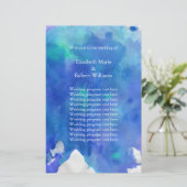 Blue Waterverf Wedding Program (Staand voorkant)
