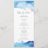 Blue Waterverf Wedding Program Card Menu (Voorkant)