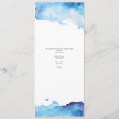 Blue Waterverf Wedding Program Card Menu (Achterkant)