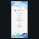 Blue Waterverf Wedding Program Card Menu<br><div class="desc">Weddenprogramma's voor je bruiloft om je blauwe waterverf uitnodigingen te evenaren.
Een samenvatting van een traditionele kerkplechtigheid en bedankt aan de achterkant is voor u aan te passen.

© Mini Moi Prints</div>