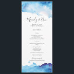 Blue Waterverf Wedding Program Card Menu<br><div class="desc">Weddenprogramma's voor je bruiloft om je blauwe waterverf uitnodigingen te evenaren.
Een samenvatting van een traditionele kerkplechtigheid en bedankt aan de achterkant is voor u aan te passen.

© Mini Moi Prints</div>