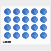 Blue Waterverf Wedding Ronde Sticker (Vel)