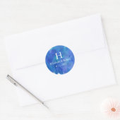 Blue Waterverf Wedding Ronde Sticker (Envelop)