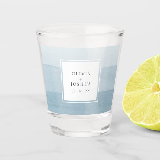 Blue Waterverf Wedding Shot Glass Shot Glas (Voorkant)