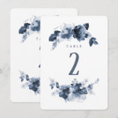 Blue Waterverf Wedding Table Number Kaart (Voorkant / Achterkant)