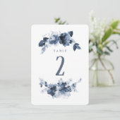 Blue Waterverf Wedding Table Number Kaart (Staand voorkant)