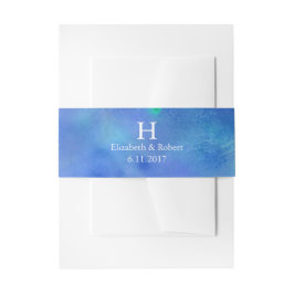 Blue Waterverf Wedding Uitnodigingen Wikkel