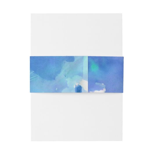 Blue Waterverf Wedding Uitnodigingen Wikkel (Achterkant Voorbeeld)