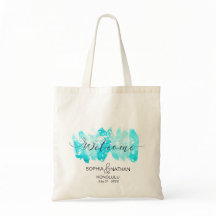 Blue Waterverf welkome bruiloft-bestemming