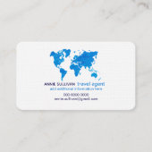 Blue Waterverf Wereldkaart Travel Agent Visitekaartje (Voorkant)