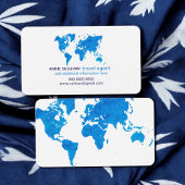 Blue Waterverf Wereldkaart Travel Agent Visitekaartje