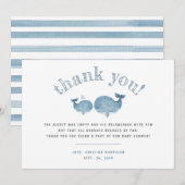 Blue Waterverf Whale Boy Baby shower Dank u Bedankkaart (Voorkant / Achterkant)
