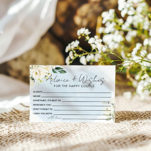 Blue Waterverf White Rose Advies en wensen Informatiekaartje