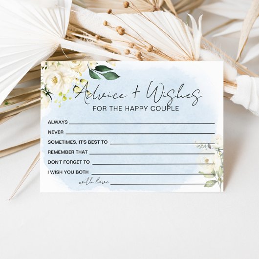 Blue Waterverf White Rose Advies en wensen Informatiekaartje