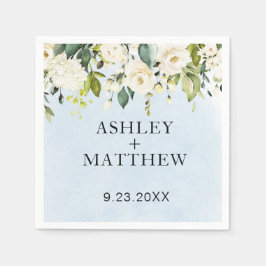 Blue Waterverf White Rose Elegante bruiloft servet