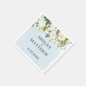 Blue Waterverf White Rose Elegante bruiloft servet (Hoek)