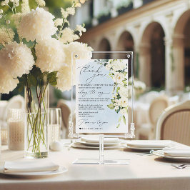 Blue Waterverf White Rose Minimalistische servet D Menu