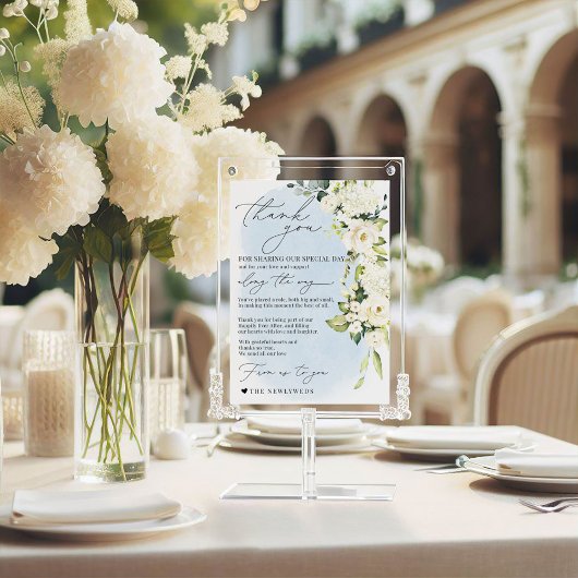 Blue Waterverf White Rose Minimalistische servet D Menu