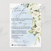 Blue Waterverf White Rose Minimalistische servet D Menu (Voorkant)