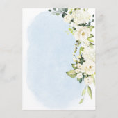 Blue Waterverf White Rose Minimalistische servet D Menu (Achterkant)