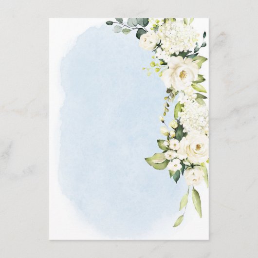 Blue Waterverf White Rose Minimalistische servet D Menu (Achterkant)