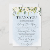 Blue Waterverf White Rose Wedding Dank u (Voorkant)