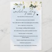 Blue Waterverf White Rose Wedding Day Dares Spel (Voorkant)