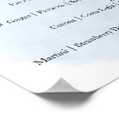 Blue Waterverf White Rose Wedding Drink Menu Sign Poster (Hoek)