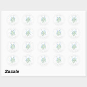 "Blue Waterverf Wildbloemen Bouquet"-label Ronde Sticker (Vel)