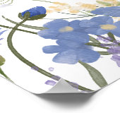 Blue Waterverf Wildflower Garden Baby kwekerij Poster (Hoek)