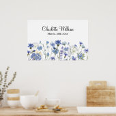Blue Waterverf Wildflower Garden Baby kwekerij Poster (Keuken)