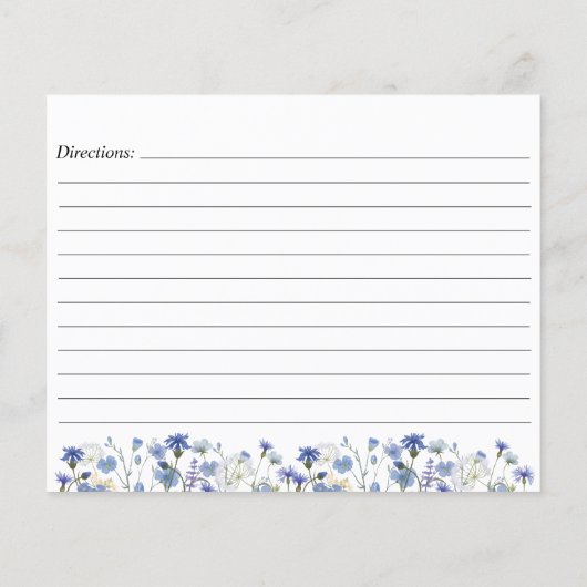 Blue Waterverf Wildflower Tuin Recept Kaart (Achterkant)