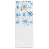 Blue Waterverf Winter Snowflake Vrolijk Kerstfeest Wijn Cadeautas (Achterkant)