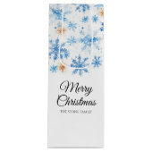 Blue Waterverf Winter Snowflake Vrolijk Kerstfeest Wijn Cadeautas (Voorkant)
