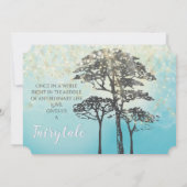 Blue Waterverf Woodsy Wedding Invitation Kaart (Achterkant)