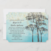 Blue Waterverf Woodsy Wedding Invitation Kaart (Voorkant)