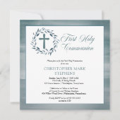 Blue Waterverf Wreath Boy First Kaart (Voorkant)