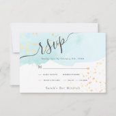 Blue Waterverf x Gold Spletters Bat Mitzvah RSVP (Voorkant)