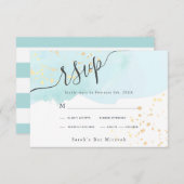 Blue Waterverf x Gold Spletters Bat Mitzvah RSVP (Voorkant / Achterkant)