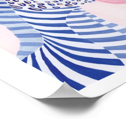 Blue Waterverf Zebra Animal Blowing Gum Bubble Poster (Hoek)