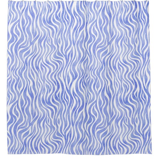 Blue Waterverf Zebra Pattern Douchegordijn (Voorkant)