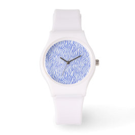 Blue Waterverf Zebra Pattern Horloge
