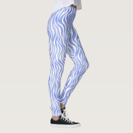 Blue Waterverf Zebra Pattern Leggings