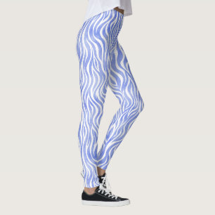 Blue Waterverf Zebra Pattern Leggings