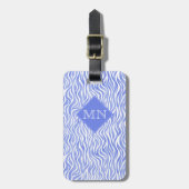 Blue Waterverf Zebra Pattern | Monogram Bagagelabel (Voorkant verticaal)