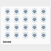 Blue waterverf zeeschelp logo business bedankt ronde sticker (Vel)