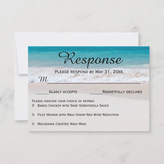 Blue Watts White Sand RSVP Responskaarten (Voorkant)