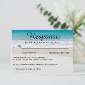 Blue Watts White Sand RSVP Responskaarten (Staand voorkant)